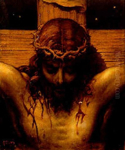 Tete De Christ Oil Painting by Gustave Dore