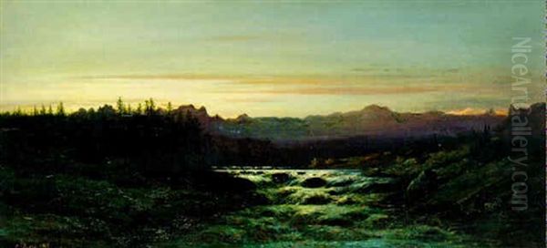 Mountainous Landscape Oil Painting by Gustave Dore