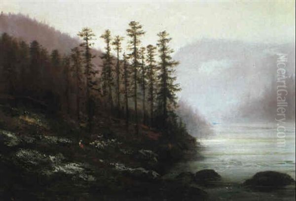 A Lake In The Mountains Oil Painting by Gustave Dore