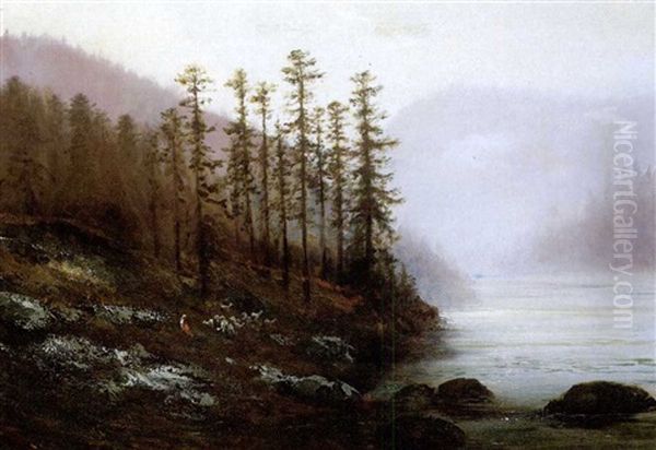 A Lake In The Mountains Oil Painting by Gustave Dore