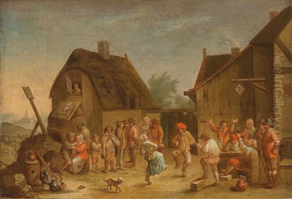 A Feast Of Peasants Oil Painting by Stephan Dorfmeister