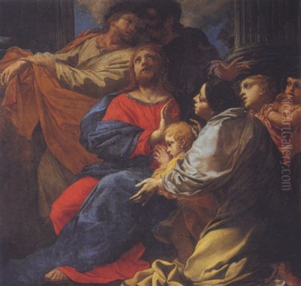 Christ Blessing The Children Oil Painting by Michel Dorigny