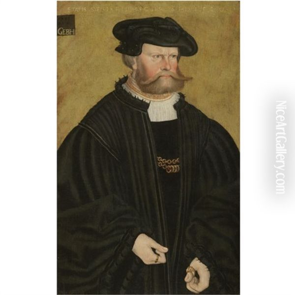 Portrait Of Graf Phillip Von Solms, In Black, With A Black Hat, At The Age Of Fifty-one Oil Painting by Hans Doering