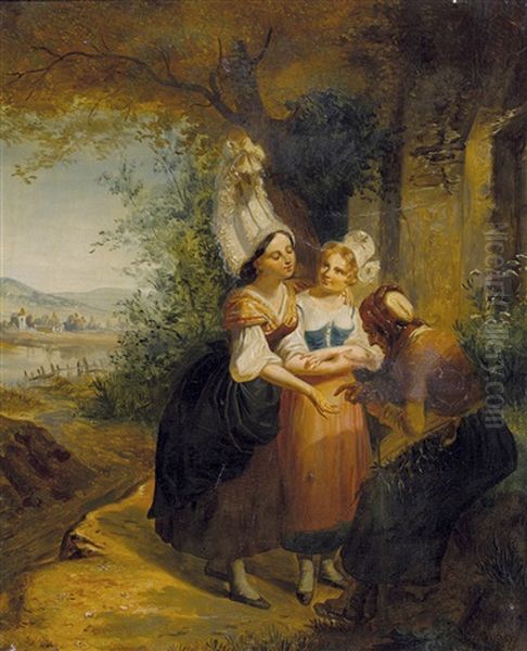 Die Wahrsagerin Oil Painting by Louis Xavier Dorkady