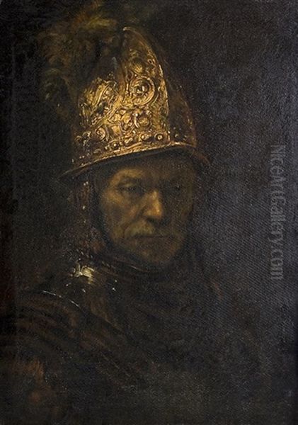 Der Mann Mit Dem Goldhelm (after Rembrandt) Oil Painting by Hermann Doermann