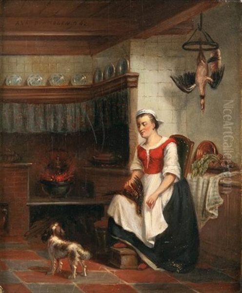 La Belle Cuisiniere Oil Painting by Antonius van Dormolen