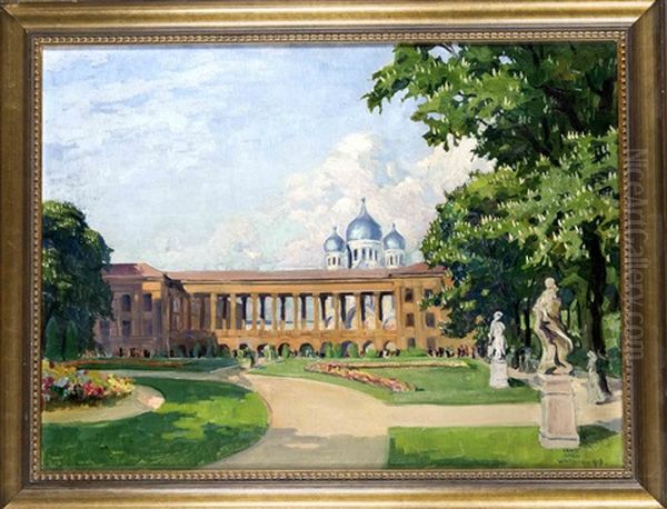 Park Mit Kolonnaden Und Dahinter Liegender Orthodoxer Kirche Oil Painting by Ernst Dorn