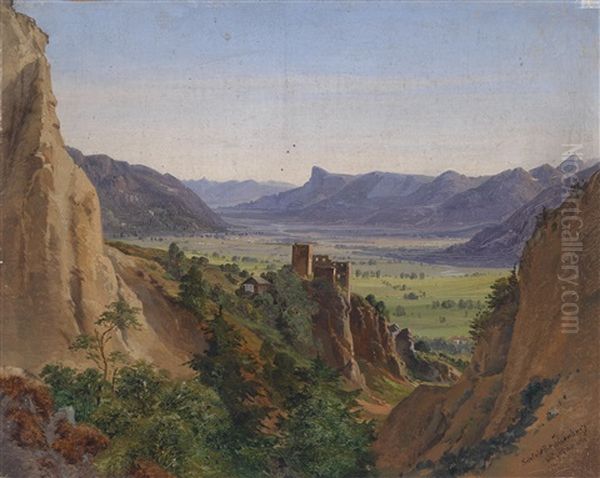 Blick Auf Die Brunnenburg Bei Meran Und Das Etschtal Oil Painting by Ignaz Dorn