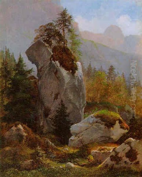 Gebirgstudie Aus Lofer Oil Painting by Ignaz Dorn