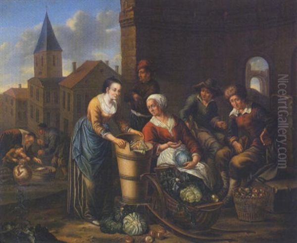 Gemuse- Und Fischmarkt Oil Painting by Joseph Dorn