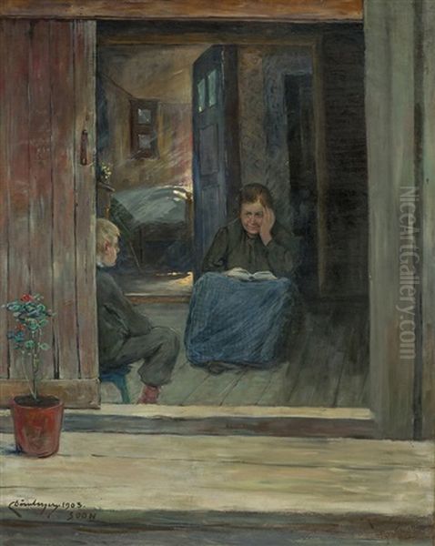 Sondagsandakt 1903 Oil Painting by Karl Johannes Andreas Adam Dornberger