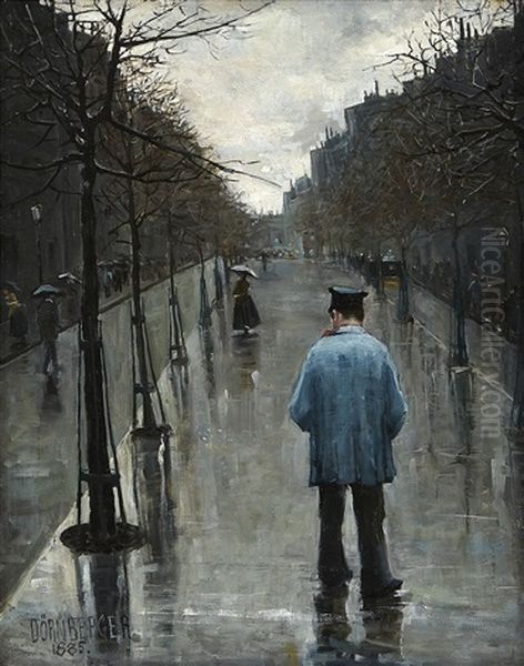 Gatuscen, Paris (boulevard Des Batignolles) Oil Painting by Karl Johannes Andreas Adam Dornberger