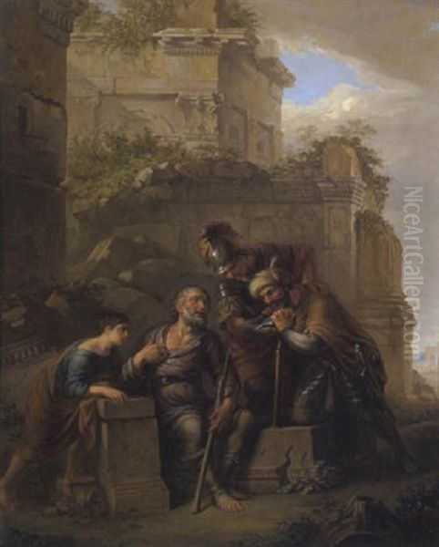 Begegnung Mit Dem Blinden Belisar Oil Painting by Johann Jakob Dorner the Elder