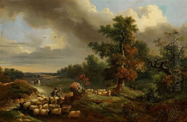 Landschaft Mit Schafherde by Johann Jakob Dorner the Younger