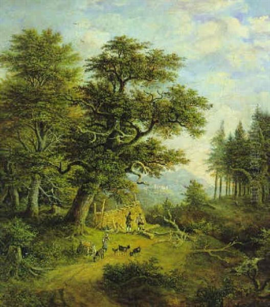 Bewaldete Landschaft Oil Painting by Johann Jakob Dorner the Younger