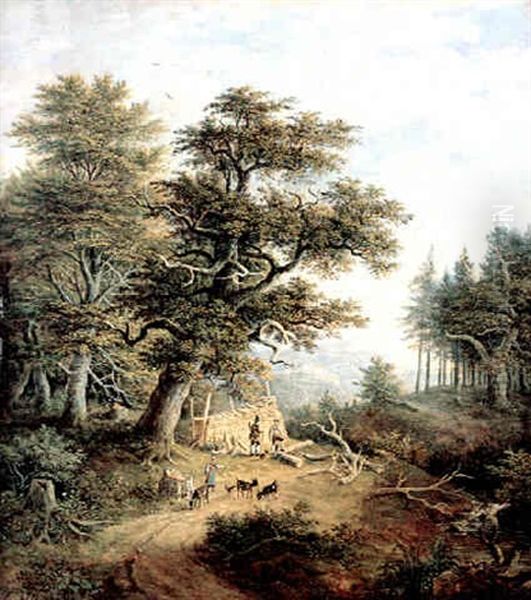 Gebirgslandschaft Mit Einer Ziegenhirtin Oil Painting by Johann Jakob Dorner the Younger