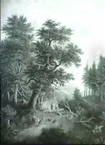 Waldlandschaft. Oil Painting by Johann Jakob Dorner the Younger