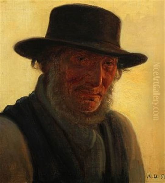 Elderly Man With A Beard And Hat Oil Painting by Anton Laurids Johannes Dorph