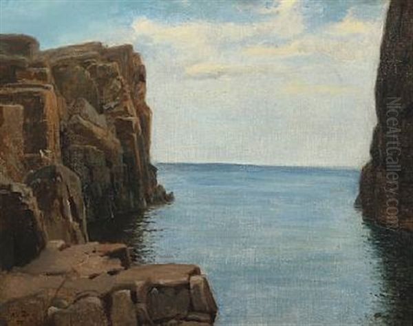 Rocky Coast From Bornholm Oil Painting by Anton Laurids Johannes Dorph