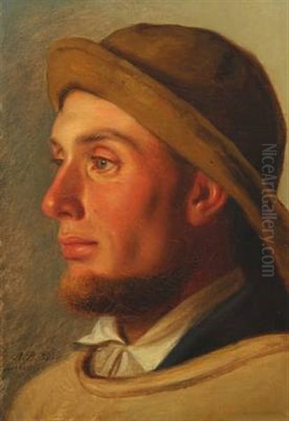 Portrait Of A Fisherman Oil Painting by Anton Laurids Johannes Dorph