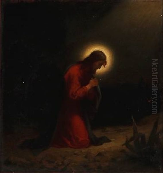 The Praying Jesus Oil Painting by Anton Laurids Johannes Dorph