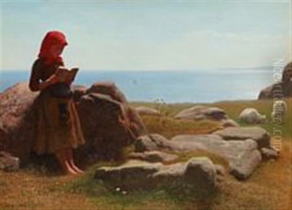 Summer Landscape With A Girl Who Reads While The Sheep Graze Oil Painting by Anton Laurids Johannes Dorph