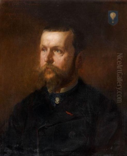 Portrait De Gaston Tissandier Oil Painting by Edouard Armand-Dumaresq