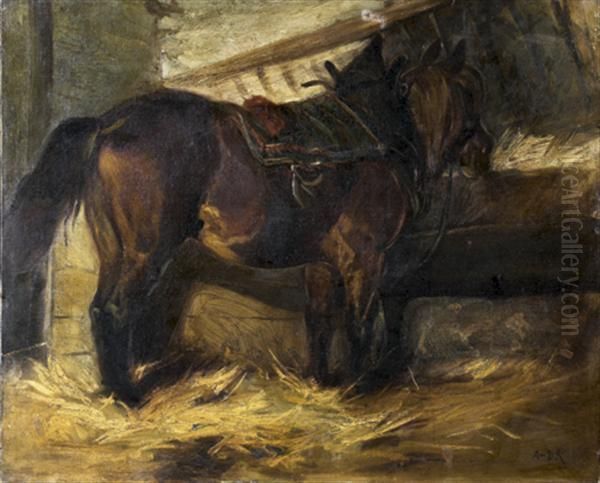 Cheval A L'ecurie Oil Painting by Edouard Armand-Dumaresq