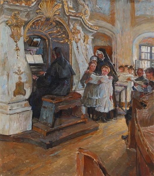 In Der Schloskapelle Weesenstein Oil Painting by Ferdinand Dorsch