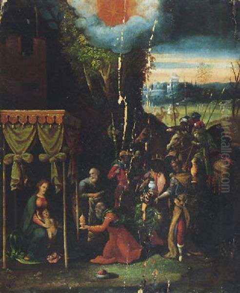 The Adoration Of The Magi Oil Painting by Battista (de Luteri) Dossi