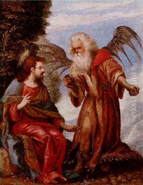 The Temptation Of Christ Oil Painting by Battista (de Luteri) Dossi