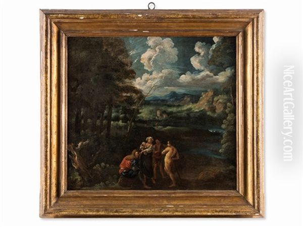 River Landscape Oil Painting by Dosso Dossi