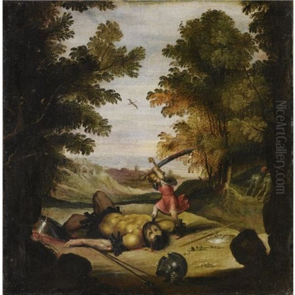 Davide E Golia Oil Painting by Dosso Dossi