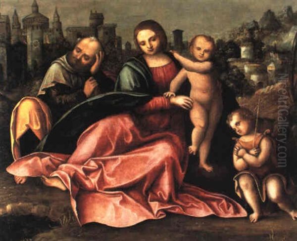 The Holy Family With The Infant Saint John The Baptist Oil Painting by Dosso Dossi