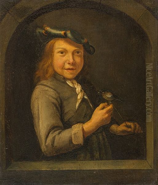 Junge Mit Vogel Oil Painting by Gerrit Dou