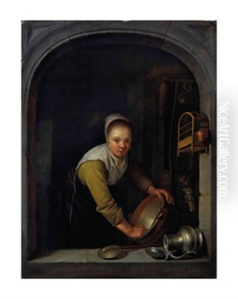 La Menagere Oil Painting by Gerrit Dou