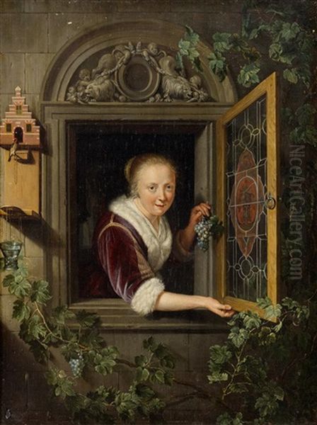 Lady At A Window Oil Painting by Gerrit Dou