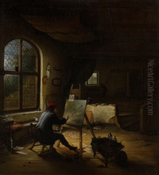 Pintor En Su Estudio Oil Painting by Gerrit Dou