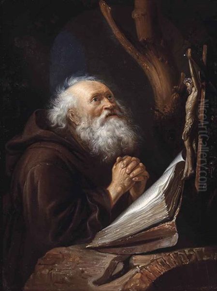 Saint Jerome In Prayer Oil Painting by Gerrit Dou