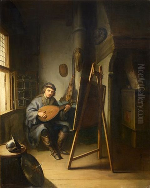 Artista Tocando La Mandolina Oil Painting by Gerrit Dou