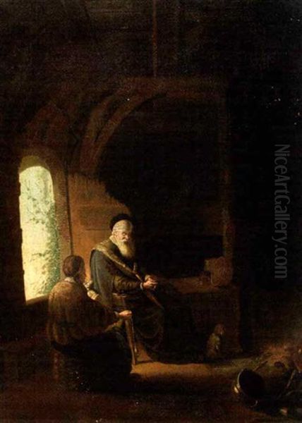 Tobit Und Anna Oil Painting by Gerrit Dou