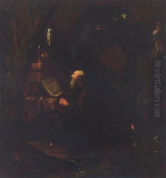 A Hermit Saint In A Grotto Oil Painting by Gerrit Dou