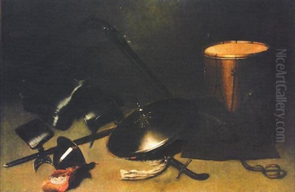 Nature Morte D'attributs Militaires Oil Painting by Gerrit Dou