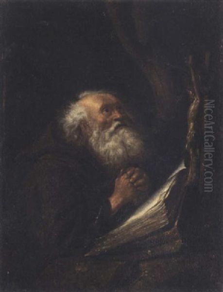 A Monk At Prayer, St.jerome (?) Oil Painting by Gerrit Dou