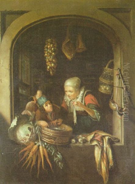 Die Fischverkauferin Oil Painting by Gerrit Dou