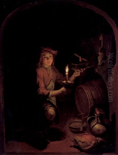 Der Knabe Mit Der Mausefalle Oil Painting by Gerrit Dou