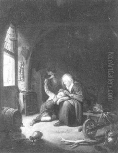 Hausliche Szene Oil Painting by Gerrit Dou