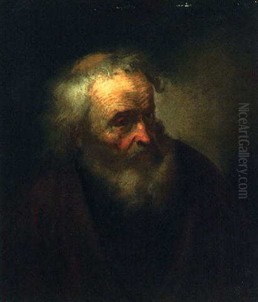 A Bearded Old Man, Small Half-length Oil Painting by Gerrit Dou