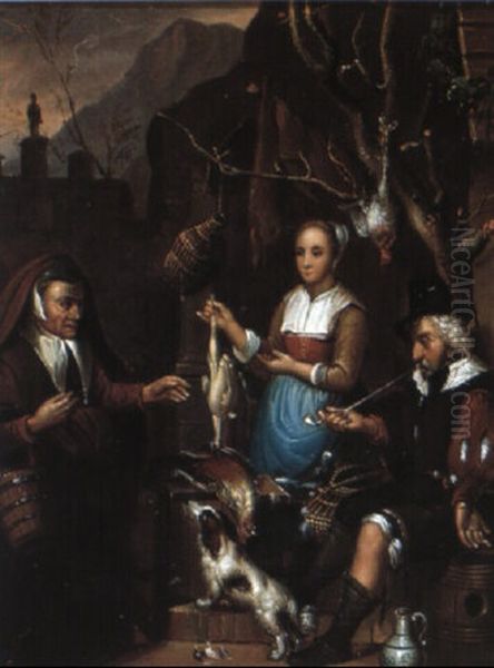 Hos Vildthandleren Oil Painting by Gerrit Dou