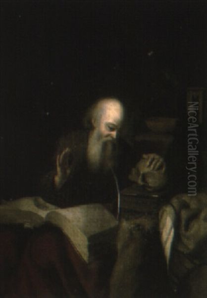 Hermit In A Cave Oil Painting by Gerrit Dou